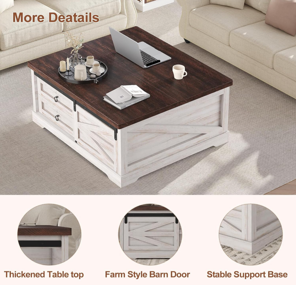 Farmhouse Lift-Top Coffee Table with Storage