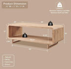 Modern Natural Wood Coffee Table with Open Shelf