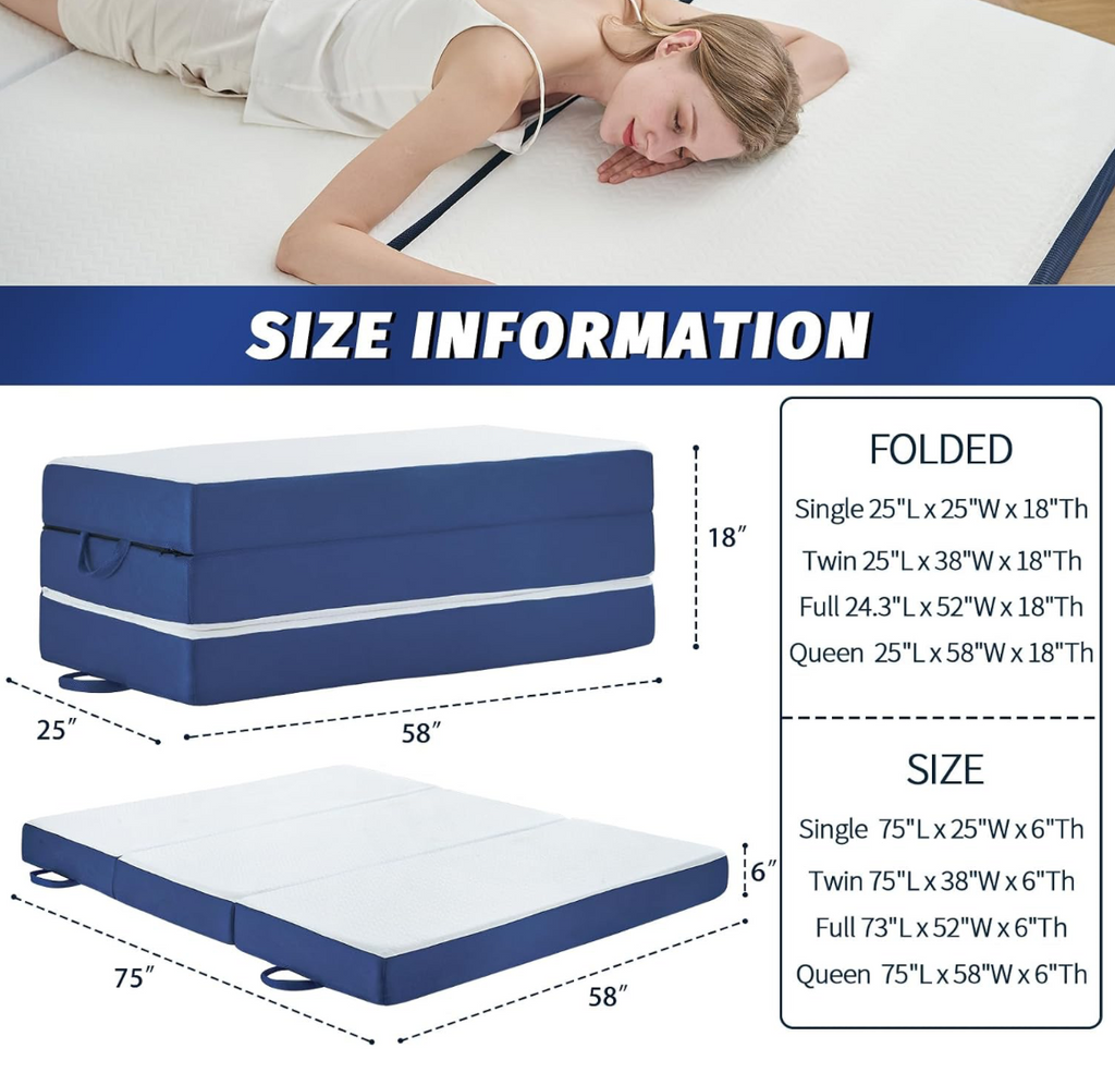 Tri-Fold Memory Foam Floor Mattress