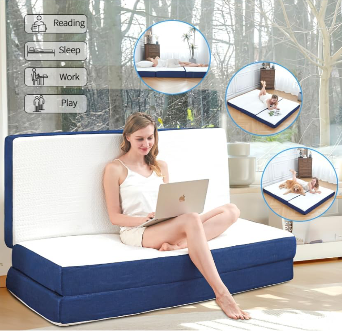 Tri-Fold Memory Foam Floor Mattress