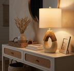 Sculptural Rope & Ceramic Boho Table Lamp