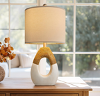 Sculptural Rope & Ceramic Boho Table Lamp