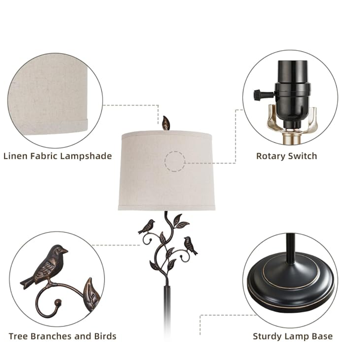 Bird & Vine Rustic Floor Lamp