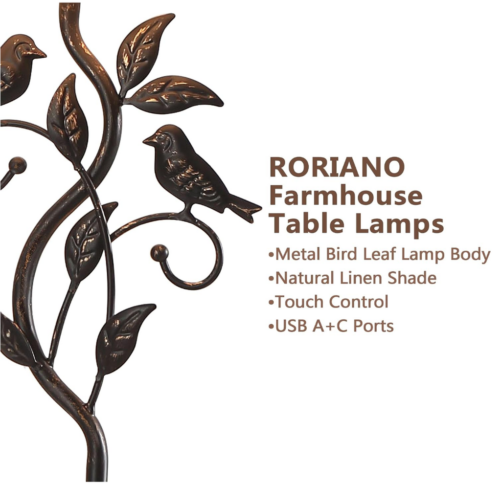 Bird & Vine Rustic Table Lamp