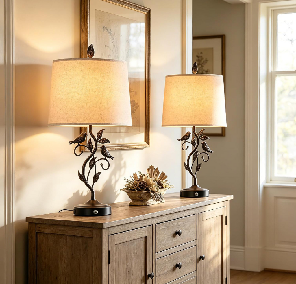 Bird & Vine Rustic Table Lamp
