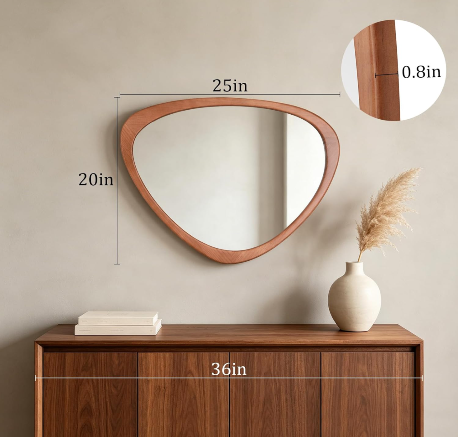 Organic Asymmetric Wood Frame Wall Mirror