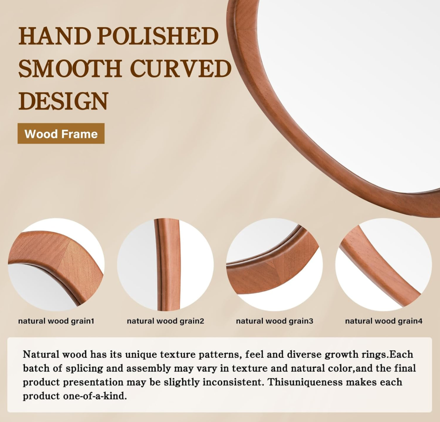 Organic Asymmetric Wood Frame Wall Mirror