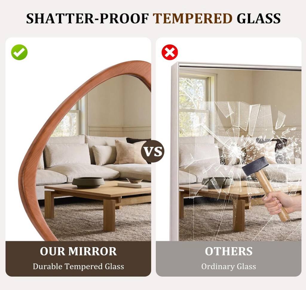 Organic Asymmetric Wood Frame Wall Mirror