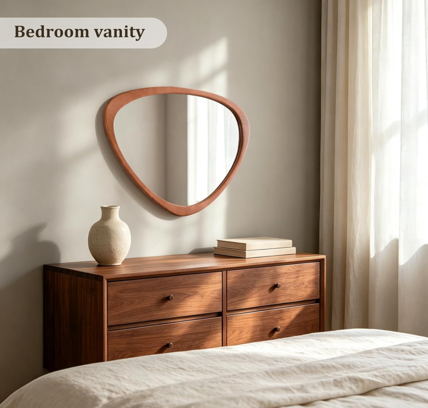 Organic Asymmetric Wood Frame Wall Mirror