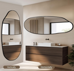 Tall Oval Asymmetric Full-Length Wall Mirror with Black Frame