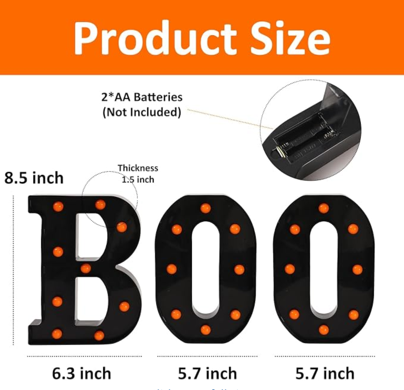 BOO LED Marquee Letter Sign with Warm Orange Lights