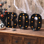 BOO LED Marquee Letter Sign with Warm Orange Lights