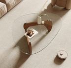 Noguchi-Style Smoked Glass Coffee Table with Walnut Base