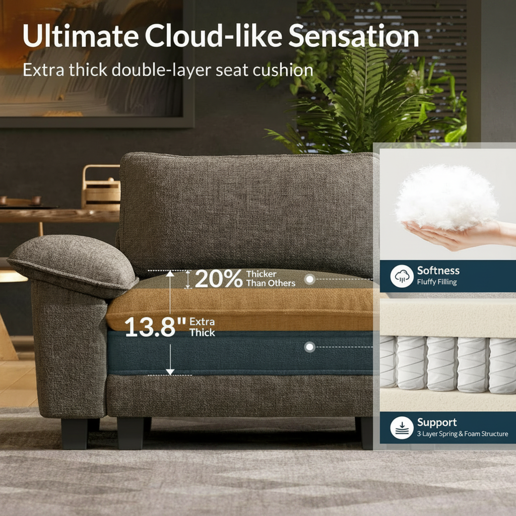 Oversized U-Shaped Modular Sectional Sofa with Double Ottomans