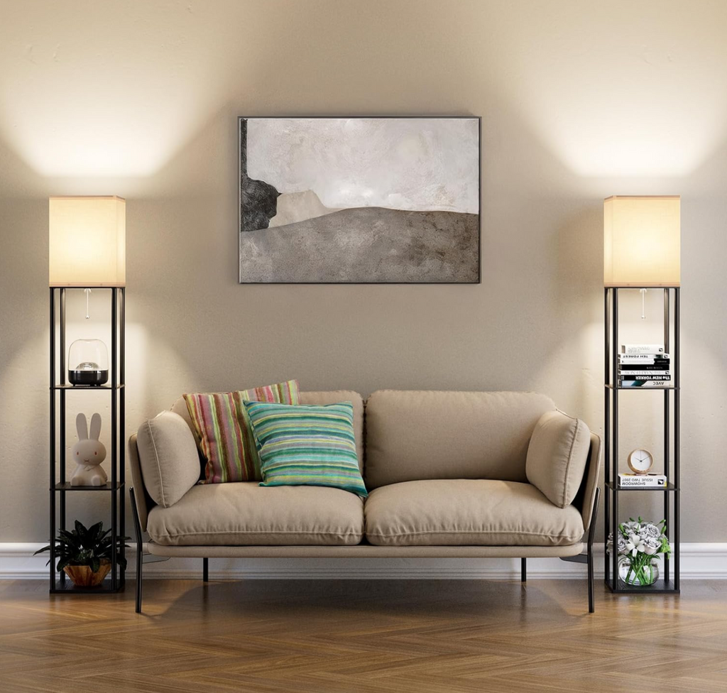 Modern Floor Lamp with Shelves