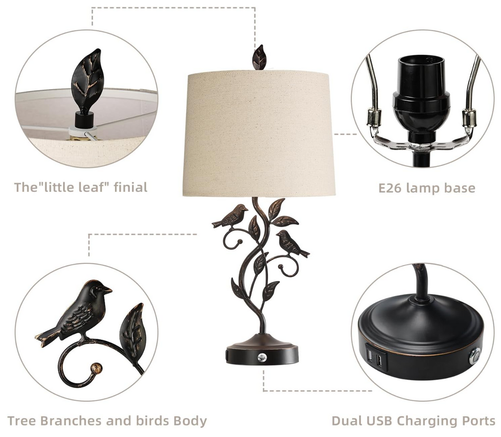 Bird & Vine Rustic Table Lamp