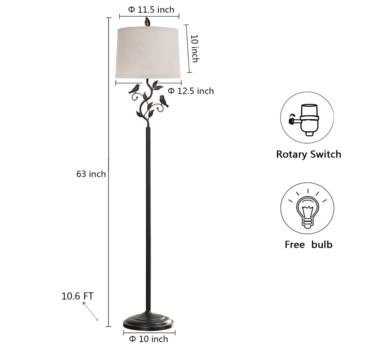 Bird & Vine Rustic Floor Lamp