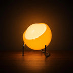 Retro Amber Globe Table Lamp on Metal Wire Stand