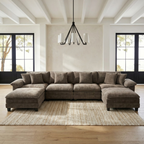 Oversized U-Shaped Modular Sectional Sofa with Double Ottomans