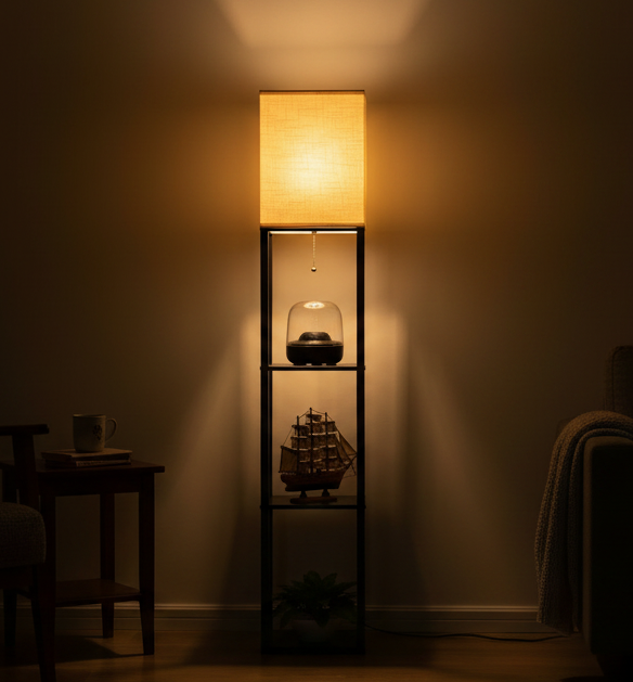 Modern Floor Lamp with Shelves